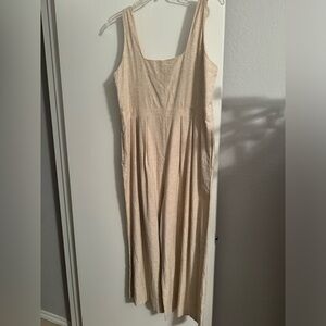 NWT Banana Republic Cream Beige Linen Wide-Leg Romper Sz 14